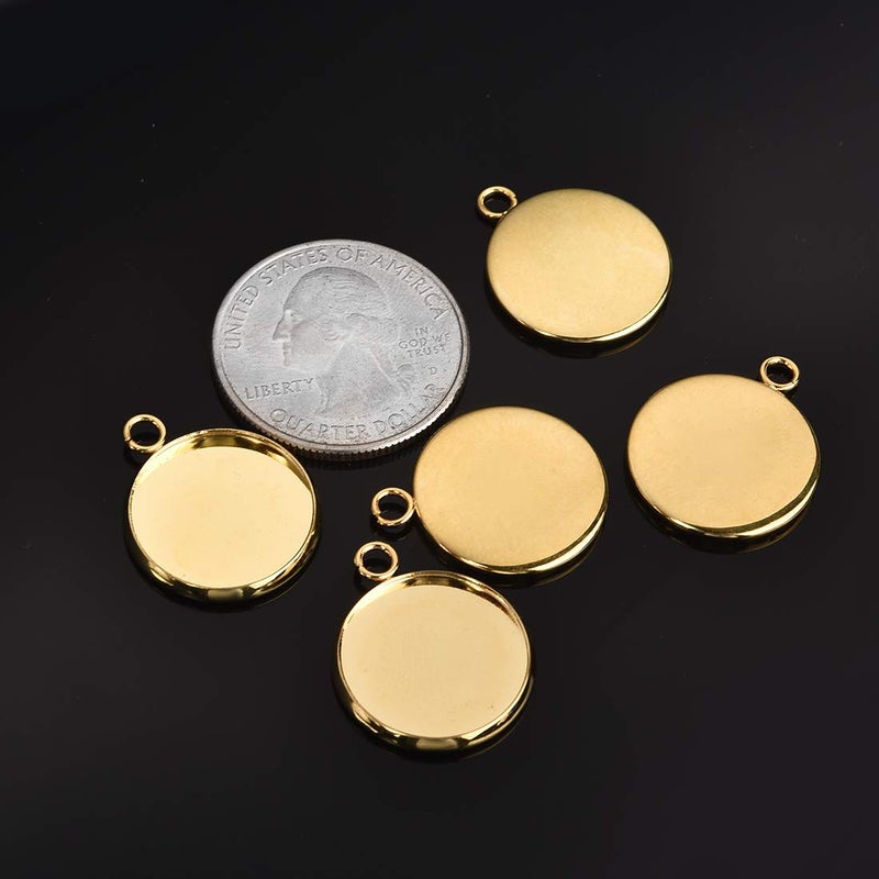 Lanbeide Stainless Steel Pendant Trays Cabochon Settings Bezel Pendant Blanks for DIY Crafting Photo Jewelry Making 16x16mm Gold - Image 2